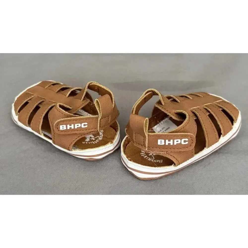 Beverly Hills Polo Club Baby Infant Toddler Boys Brown Sandals, Hook & Loop sz 3